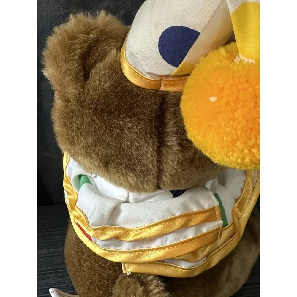 Napco Teddy Bear Plush Brown Vintage Clown- VERY RARE- READ 10